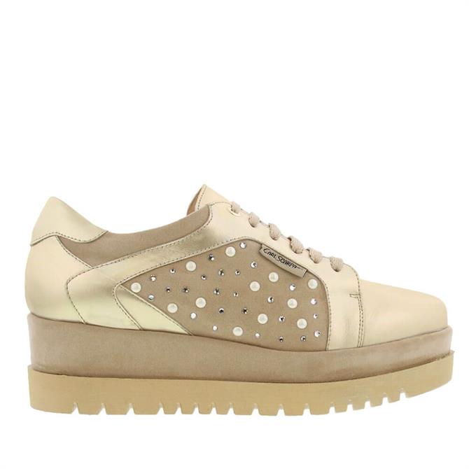 Carl Scarpa Chevelle Platfrom Gold Trainers
